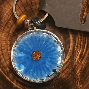 Blue Floral Keychain